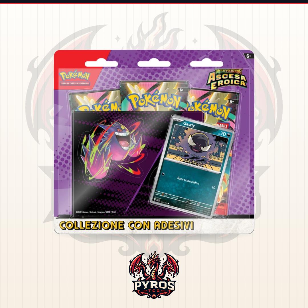 Pokémon Ascesa Eroica | Blister Collezione con Adesivi Gastly (ITA)