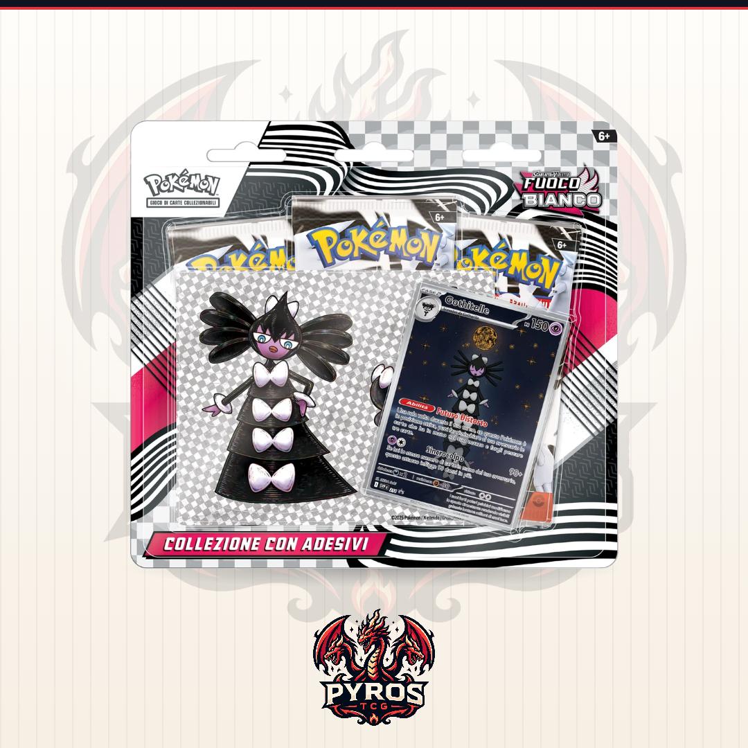 Pokémon: collezione con adesivi (Gothitelle) dell'espansione Scarlatto e Violetto - Fuoco Bianco del GCC (cart