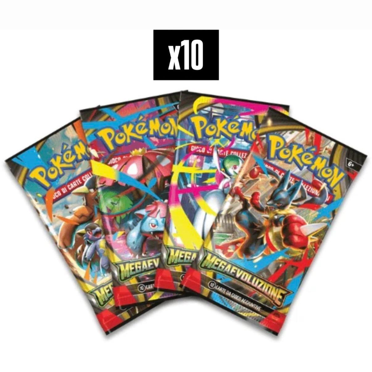 Pokémon x10 Bustina Megaevoluzione ITA - GIOCO DI CARTE COLLEZIONABILI SIGILLATE CON ARTWORK CASUALE IN ITALIA