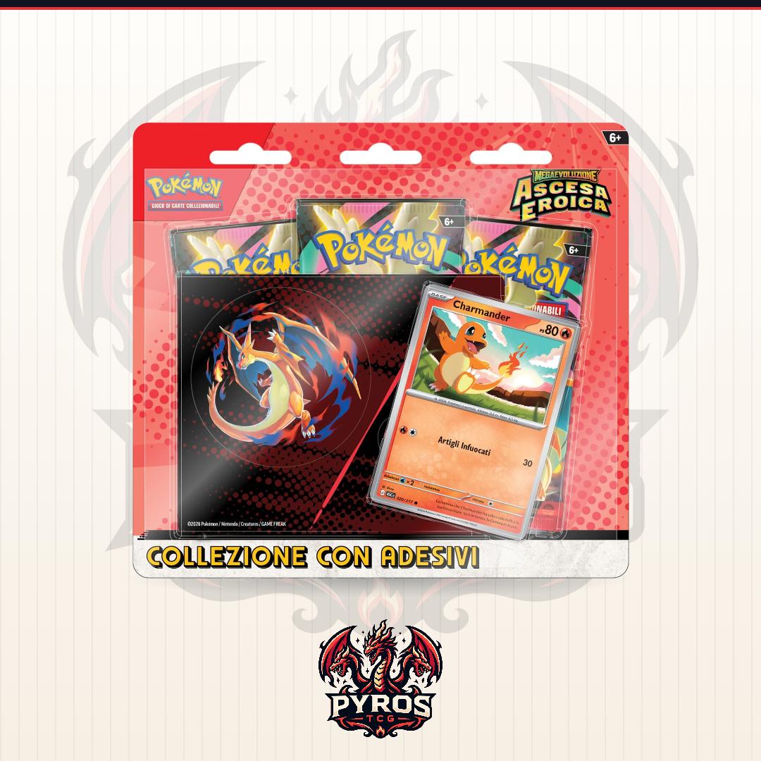 Pokémon Ascesa Eroica | Blister Collezione con Adesivi Charmander (ITA)